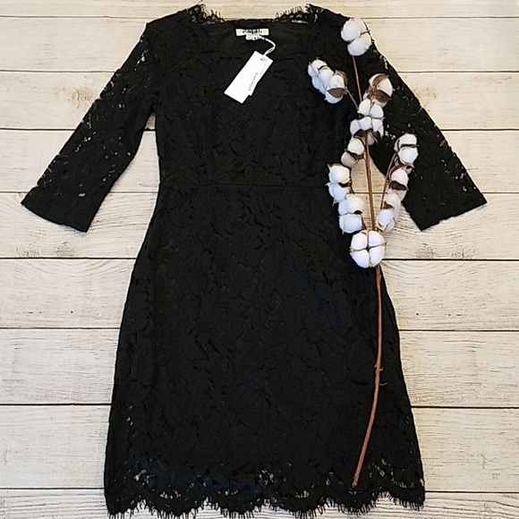 NWT Glamorous Black Lace Raw Hem Dress XS - Picture 8 of 8